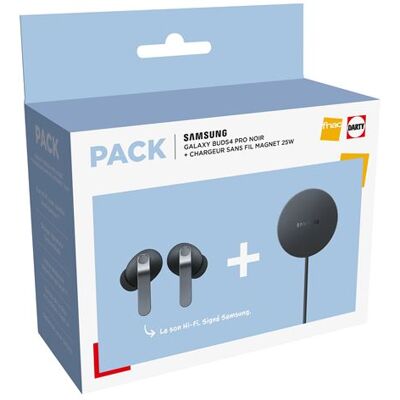 Samsung Fnac Pack Buds4 Pro In-ear Hoofdtelefoon True Wireless Met Actieve Ruisonderdrukking Zwart + 25 W Magnetische Inductiekussen Samsung Fnac Pack Buds4 Pro In-ear Hoofdtelefoon True Wireless Met Actieve Ruisonderdrukking Zwart + 25 W Magnetische Inductiekussen