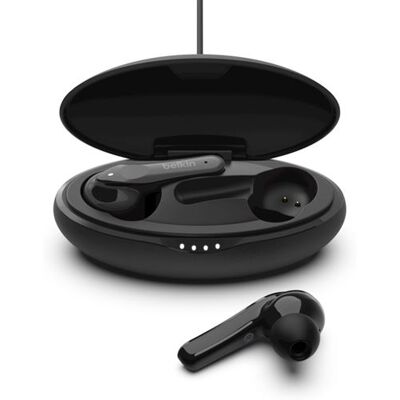 Belkin SoundForm Move - Werkelijk draadloze koptelefoon met micro - inwendig - Bluetooth - zwart Belkin SoundForm Move - Werkelijk draadloze koptelefoon met micro - inwendig - Bluetooth - zwart