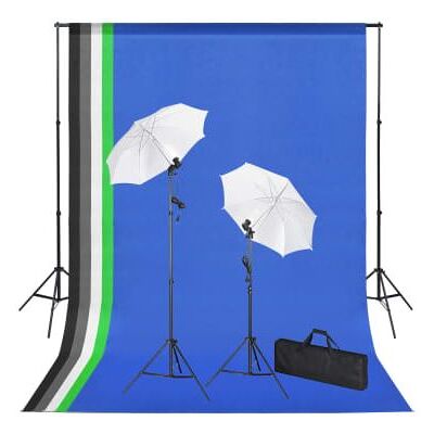 vidaXL Kit de Studio Photo avec Toiles de Fond Lampes et Parapluies Photo Lumière de Photographie Portrait Photographie de Produits Photographie Publicitaire vidaXL Kit de Studio Photo avec Toiles de Fond Lampes et Parapluies Photo Lumière de Photographie Portrait Photographie de Produits Photographie Publicitaire