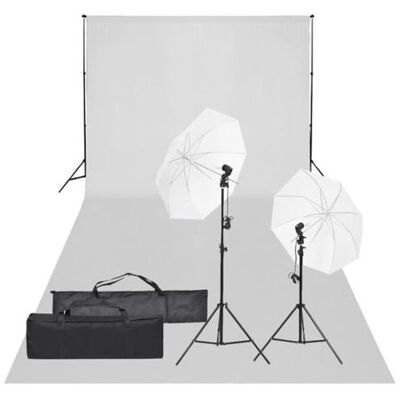 vidaXL Kit de Studio Photo avec Éclairage et Toile de Fond Lumière de Photographie Système de Fond Kit de Support de Fond Sac de Transport vidaXL Kit de Studio Photo avec Éclairage et Toile de Fond Lumière de Photographie Système de Fond Kit de Support de Fond Sac de Transport