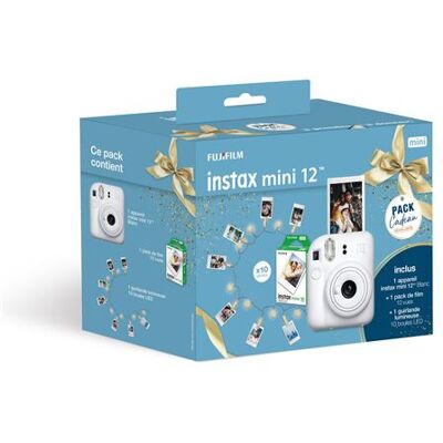 Fujifilm Instant camera Pack Instax Mini 12™ Wit + instax™ mini-filmpakket 10 foto's + LED-slinger Fujifilm Instant camera Pack Instax Mini 12™ Wit + instax™ mini-filmpakket 10 foto's + LED-slinger