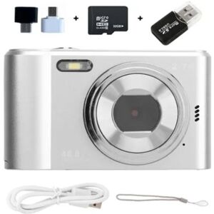 Mini-digitale camera met nekkoord, Aiorber CCD, 2,4 inch, 8x zoom, draagbare videocamera, kaartcamera, cadeau voor kinderen en studenten, zilverkleurig Mini-digitale camera met nekkoord, Aiorber CCD, 2,4 inch, 8x zoom, draagbare videocamera, kaartcamera, cadeau voor kinderen en studenten, zilverkleurig