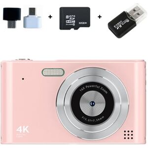 CCD-camera, 1080P-studentencamera, Aiorber vlogcamera, 16x zoom, 2,4 inch, inclusief 32 GB geheugenkaart, roze CCD-camera, 1080P-studentencamera, Aiorber vlogcamera, 16x zoom, 2,4 inch, inclusief 32 GB geheugenkaart, roze
