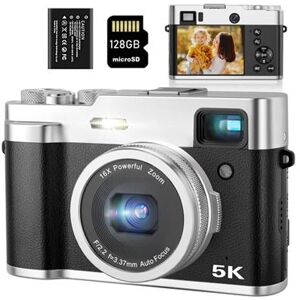 SZSMART C21S compacte digitale camera met 2,8-inch Scherm, 5K 48MP, 16x zoom voor kinderen en volwassenen, 128GB geheugenkaart - Zwart SZSMART C21S compacte digitale camera met 2,8-inch Scherm, 5K 48MP, 16x zoom voor kinderen en volwassenen, 128GB geheugenkaart - Zwart