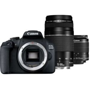 Canon Spiegelreflexcamera EOS 2000D + EF-S 18-55 mm f/3.5-5.6 IS II objectief + EF 75-300 mm f/4-5.6 III objectief + SB130 tas + 16 GB SD-geheugenkaart Canon Spiegelreflexcamera EOS 2000D + EF-S 18-55 mm f/3.5-5.6 IS II objectief + EF 75-300 mm f/4-5.6 III objectief + SB130 tas + 16 GB SD-geheugenkaart