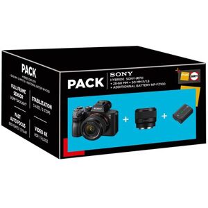 Sony Fnac-pakket Hybride camera Alpha 7III Zwart + FE 28-60 mm f/4-5.6 + FE 50 mm f/1,8 + Extra batterij Sony NP-FZ100 Sony Fnac-pakket Hybride camera Alpha 7III Zwart + FE 28-60 mm f/4-5.6 + FE 50 mm f/1,8 + Extra batterij Sony NP-FZ100