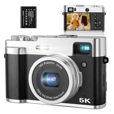 SZSMART C21S compacte digitale camera met 2,8-inch scherm, 5K 48MP, 16x zoom voor kinderen en volwassenen - Zwart SZSMART C21S compacte digitale camera met 2,8-inch scherm, 5K 48MP, 16x zoom voor kinderen en volwassenen - Zwart