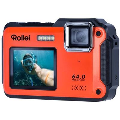 Rollei Compact camera Sportsline 64 Selfie Oranje en Zwart Rollei Compact camera Sportsline 64 Selfie Oranje en Zwart