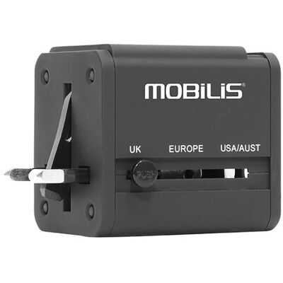 Mobilis Worldwide Travel Adapter - Netspanningsadapter - 500 mA - 2 uitgangsaansluitingen (USB) Mobilis Worldwide Travel Adapter - Netspanningsadapter - 500 mA - 2 uitgangsaansluitingen (USB)
