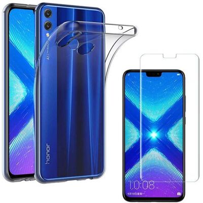 Case voor HUAWEI HONOR 8X + Gehard glas Screenprotector Film - Transparant Siliconen TPU Gel Case Cover Zachte bescherming Ultra dun Fijn Slank Lichtgewicht Anti-schokbestendig - Beschermend glas Anti-kras Geen luchtbellen 9H hardheid Phonillico® Case voor HUAWEI HONOR 8X + Gehard glas Screenprotector Film - Transparant Siliconen TPU Gel Case Cover Zachte bescherming Ultra dun Fijn Slank Lichtgewicht Anti-schokbestendig - Beschermend glas Anti-kras Geen luchtbellen 9H hardheid Phonillico®
