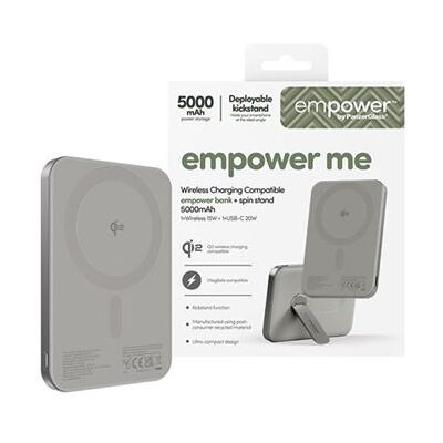 empower by PanzerGlass - Mobiele oplader - met draaistandaard - 5000 mAh (USB-C) - titanium empower by PanzerGlass - Mobiele oplader - met draaistandaard - 5000 mAh (USB-C) - titanium