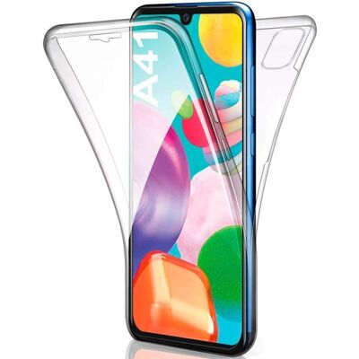 Case voor Samsung Galaxy A41 - Transparant Volledige siliconen TPU Gelbescherming 2 In elkaar grijpende delen voor en achter Phonillico® Case voor Samsung Galaxy A41 - Transparant Volledige siliconen TPU Gelbescherming 2 In elkaar grijpende delen voor en achter Phonillico®