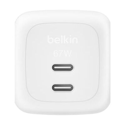Belkin BoostCharge Pro - Netspanningsadapter - GaN - 67 Watt - Fast Charge, PD 3.1/PPS - 2 uitgangsaansluitingen (2x USB-C) - wit Belkin BoostCharge Pro - Netspanningsadapter - GaN - 67 Watt - Fast Charge, PD 3.1/PPS - 2 uitgangsaansluitingen (2x USB-C) - wit