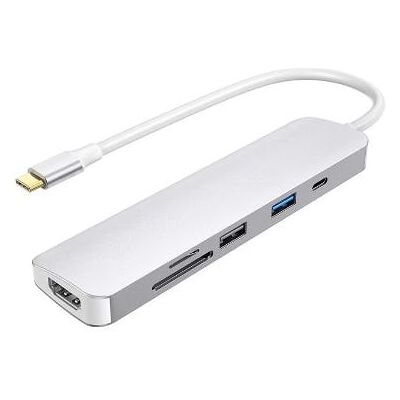 Urban Factory 6-in-1 USB-C hub met 2 USB-A 1 HDMI 4K SD en Micro SD kaartlezers 1 USB-C 100W PD Urban Factory 6-in-1 USB-C hub met 2 USB-A 1 HDMI 4K SD en Micro SD kaartlezers 1 USB-C 100W PD