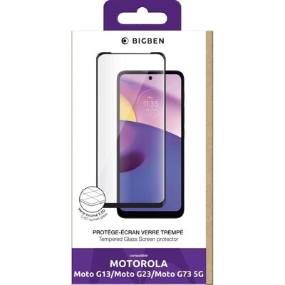 BIGBEN Connected - Schermbeschermer voor mobiele telefoon - 2.5D - glas - framekleur zwart - voor Motorola Moto G13, G23 BIGBEN Connected - Schermbeschermer voor mobiele telefoon - 2.5D - glas - framekleur zwart - voor Motorola Moto G13, G23