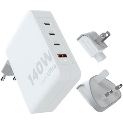 Xtorm 140W GaN-Ultra netlader met reisadapters + 240W 2m USB-C PD-kabel Wit Xtorm 140W GaN-Ultra netlader met reisadapters + 240W 2m USB-C PD-kabel Wit