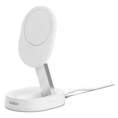 Belkin BoostCharge Pro - Draadloze oplaadstandaard - magnetisch + netadapter - 15 watt - wit Belkin BoostCharge Pro - Draadloze oplaadstandaard - magnetisch + netadapter - 15 watt - wit