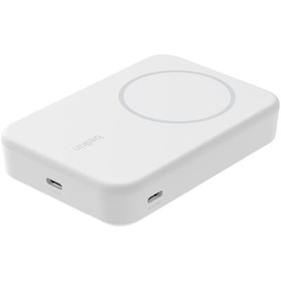 Belkin BoostCharge Pro - Draadloze voedingsbank - magnetisch met Qi2 - 10000 mAh - 15 watt - Fast Charge, PD - 2 uitgangsaansluitingen (magnetisch, USB-C) - op kabel: USB-C - wit - voor Apple iPhone 12, 13, 15; Google Pixel 6, 7; Samsung Galaxy S22+, S23, Belkin BoostCharge Pro - Draadloze voedingsbank - magnetisch met Qi2 - 10000 mAh - 15 watt - Fast Charge, PD - 2 uitgangsaansluitingen (magnetisch, USB-C) - op kabel: USB-C - wit - voor Apple iPhone 12, 13, 15; Google Pixel 6, 7; Samsung Galaxy S22+, S23,