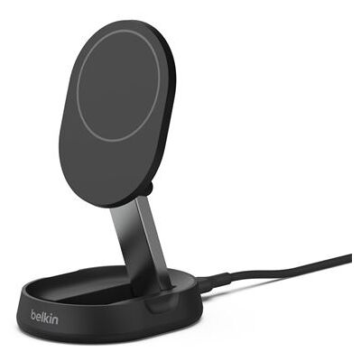 Belkin BoostCharge Pro - Draadloze oplaadstandaard - magnetisch + netadapter - 15 watt - zwart Belkin BoostCharge Pro - Draadloze oplaadstandaard - magnetisch + netadapter - 15 watt - zwart