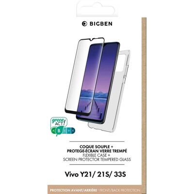 Bigben Connected - Achterzijde behuizing voor mobiele telefoon - thermoplastic polyurethaan (TPU) - transparant - met schermbeveiliging van gehard glas - voor Vivo Y21, Y21S, Y33s Bigben Connected - Achterzijde behuizing voor mobiele telefoon - thermoplastic polyurethaan (TPU) - transparant - met schermbeveiliging van gehard glas - voor Vivo Y21, Y21S, Y33s