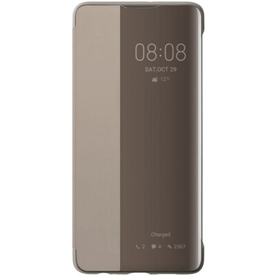 Huawei Smart View - Flip cover voor mobiele telefoon - namaakleer - kaki - voor Huawei P30 Huawei Smart View - Flip cover voor mobiele telefoon - namaakleer - kaki - voor Huawei P30