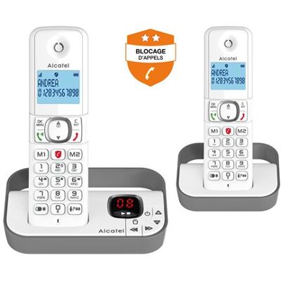 Alcatel Draadloze telefoon Classic F860 Voice Duo Wit Grijs Alcatel Draadloze telefoon Classic F860 Voice Duo Wit Grijs