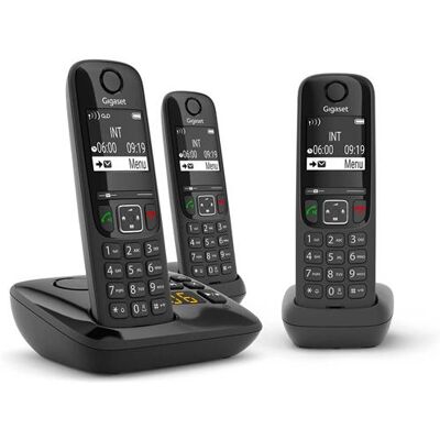 Gigaset Draadloze telefoon AS690AR Trio met antwoordapparaat Zwart Gigaset Draadloze telefoon AS690AR Trio met antwoordapparaat Zwart