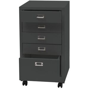 Verrijdbare ladekast HWC-L49, stalen ladekast archiefkast, metaal 75x40x41cm 5 laden ~ donkergrijs Verrijdbare ladekast HWC-L49, stalen ladekast archiefkast, metaal 75x40x41cm 5 laden ~ donkergrijs