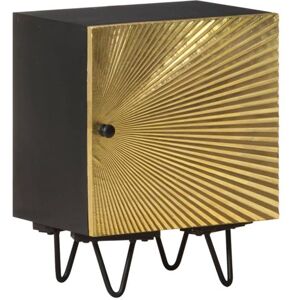 vidaXL Nachtkastje met messing voorkant 40x30x50 cm massief mangohout vidaXL Nachtkastje met messing voorkant 40x30x50 cm massief mangohout