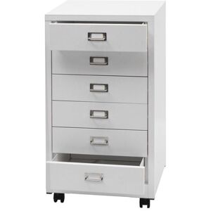 Verrijdbare ladekast HWC-L49, stalen ladekast archiefkast, metaal 75x40x41cm 6 laden ~ wit Verrijdbare ladekast HWC-L49, stalen ladekast archiefkast, metaal 75x40x41cm 6 laden ~ wit