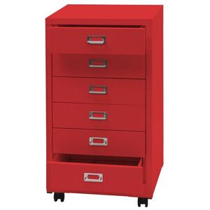 Verrijdbare ladekast HWC-L49, stalen ladekast archiefkast, metaal 75x40x41cm 6 laden ~ rood Verrijdbare ladekast HWC-L49, stalen ladekast archiefkast, metaal 75x40x41cm 6 laden ~ rood