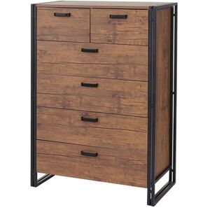 Highboard HWC-A27, ladekast, kast, 6 laden 115x80x40cm 3D structuur, wild eiken look Highboard HWC-A27, ladekast, kast, 6 laden 115x80x40cm 3D structuur, wild eiken look