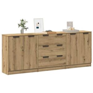 vidaXL Dressoirs 3 st 60x30x70 cm bewerkt hout artisanaal eikenkleurig3329226 vidaXL Dressoirs 3 st 60x30x70 cm bewerkt hout artisanaal eikenkleurig3329226