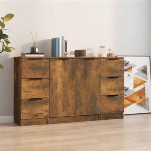 vidaXL Buffet 3 pcs, Meubles de Rangement avec Tiroir et Porte, Armoires de Rangement, Buffets de Salon Salle de Séjour, Moderne, Chêne Fumé Bois d'Ingénierie vidaXL Buffet 3 pcs, Meubles de Rangement avec Tiroir et Porte, Armoires de Rangement, Buffets de Salon Salle de Séjour, Moderne, Chêne Fumé Bois d'Ingénierie