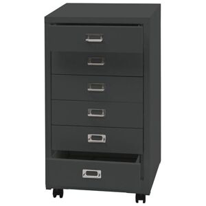 Verrijdbare ladekast HWC-L49, stalen ladekast archiefkast, metaal 75x40x41cm 6 laden ~ donkergrijs Verrijdbare ladekast HWC-L49, stalen ladekast archiefkast, metaal 75x40x41cm 6 laden ~ donkergrijs