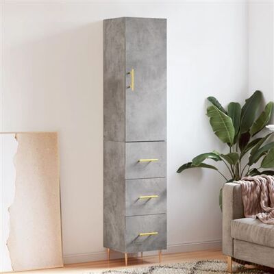 vidaXL Buffet Haut, Armoire de Rangement avec Pieds, Meuble de Rangement, Organisateur Salon Salle de Séjour, Moderne, Gris Béton Bois d'Ingénierie vidaXL Buffet Haut, Armoire de Rangement avec Pieds, Meuble de Rangement, Organisateur Salon Salle de Séjour, Moderne, Gris Béton Bois d'Ingénierie