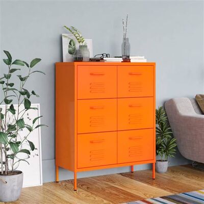 vidaXL Armoire à Tiroirs Meuble de Rangement Armoire de Rangement Buffet Salon Salle de Séjour Intérieur Orange 80x35x101,5 cm Acier vidaXL Armoire à Tiroirs Meuble de Rangement Armoire de Rangement Buffet Salon Salle de Séjour Intérieur Orange 80x35x101,5 cm Acier