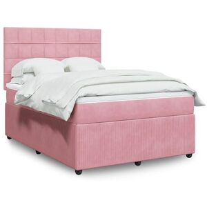 vidaXL Sommier à lattes de lit avec matelas Rose 140x190 cm Velours vidaXL Sommier à lattes de lit avec matelas Rose 140x190 cm Velours