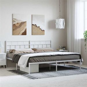 vidaXL Cadre de Lit avec Tête de Lit, Lit Double avec Sommier à Lattes, Lit Adulte avec Rangement, Meuble de Chambre, Moderne, Blanc 193x203 cm Métal vidaXL Cadre de Lit avec Tête de Lit, Lit Double avec Sommier à Lattes, Lit Adulte avec Rangement, Meuble de Chambre, Moderne, Blanc 193x203 cm Métal