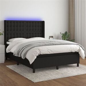 vidaXL Boxspring met matras en LED stof zwart 140x200 cm vidaXL Boxspring met matras en LED stof zwart 140x200 cm