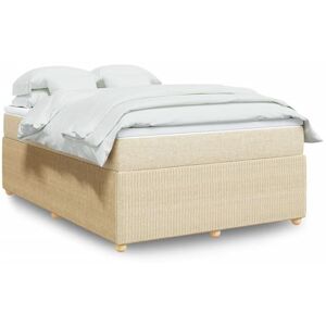 vidaXL Sommier à lattes de lit avec matelas Crème 140x200 cm Tissu vidaXL Sommier à lattes de lit avec matelas Crème 140x200 cm Tissu