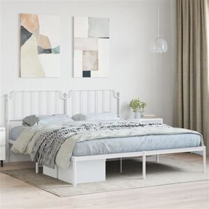 vidaXL Cadre de Lit Métal avec Tête de Lit, Lit Double avec Sommier à Lattes, Lit Adulte avec Pied, Meuble de Chambre à Coucher, Blanc 160x200 cm vidaXL Cadre de Lit Métal avec Tête de Lit, Lit Double avec Sommier à Lattes, Lit Adulte avec Pied, Meuble de Chambre à Coucher, Blanc 160x200 cm