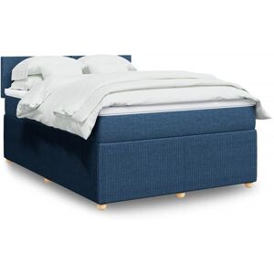vidaXL Sommier à lattes de lit avec matelas Bleu 140x190 cm Tissu vidaXL Sommier à lattes de lit avec matelas Bleu 140x190 cm Tissu