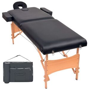 vidaXL Table de Massage Pliable 2 Zones Noir Lit de Massage Chaise de Massage vidaXL Table de Massage Pliable 2 Zones Noir Lit de Massage Chaise de Massage