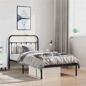 vidaXL Cadre de lit métal avec tête de lit noir 100x190 cm, lit simple, meuble de chambre à coucher, lit d'invité, lit, cadre de lit en métal, sommier vidaXL Cadre de lit métal avec tête de lit noir 100x190 cm, lit simple, meuble de chambre à coucher, lit d'invité, lit, cadre de lit en métal, sommier