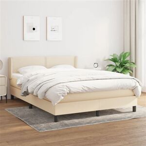 vidaXL Boxspring met matras stof crèmekleurig 140x200 cm vidaXL Boxspring met matras stof crèmekleurig 140x200 cm