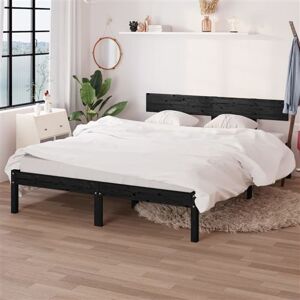 vidaXL Cadre de Lit Sommier à Lattes Lit Double Meuble de Chambre à Coucher Lit Adulte Cadre à Lattes sur Pied Noir Bois de Pin Massif 140x200 cm vidaXL Cadre de Lit Sommier à Lattes Lit Double Meuble de Chambre à Coucher Lit Adulte Cadre à Lattes sur Pied Noir Bois de Pin Massif 140x200 cm