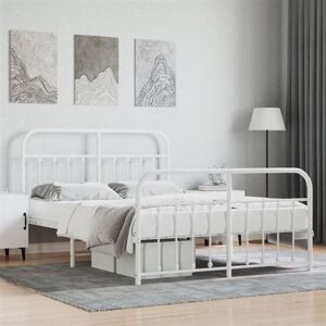 vidaXL Cadre de lit métal avec tête de lit/pied de lit blanc 140x190cm, lit double, meuble de chambre à coucher, lit d'invité, lit vidaXL Cadre de lit métal avec tête de lit/pied de lit blanc 140x190cm, lit double, meuble de chambre à coucher, lit d'invité, lit