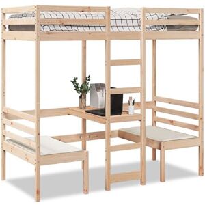 vidaXL Lit mezzanine avec bureau et chaises 75x190 cm pin massif, cadre de lit mezzanine, cadre de lit de cabine, cadre de lit mezzanine simple 3308562 vidaXL Lit mezzanine avec bureau et chaises 75x190 cm pin massif, cadre de lit mezzanine, cadre de lit de cabine, cadre de lit mezzanine simple 3308562