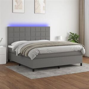 vidaXL Boxspring met matras en LED stof donkergrijs 180x200 cm vidaXL Boxspring met matras en LED stof donkergrijs 180x200 cm